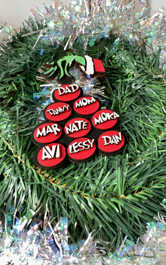 Grinch hand ornament