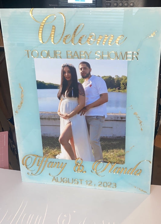 Acrylic welcome sign with picture