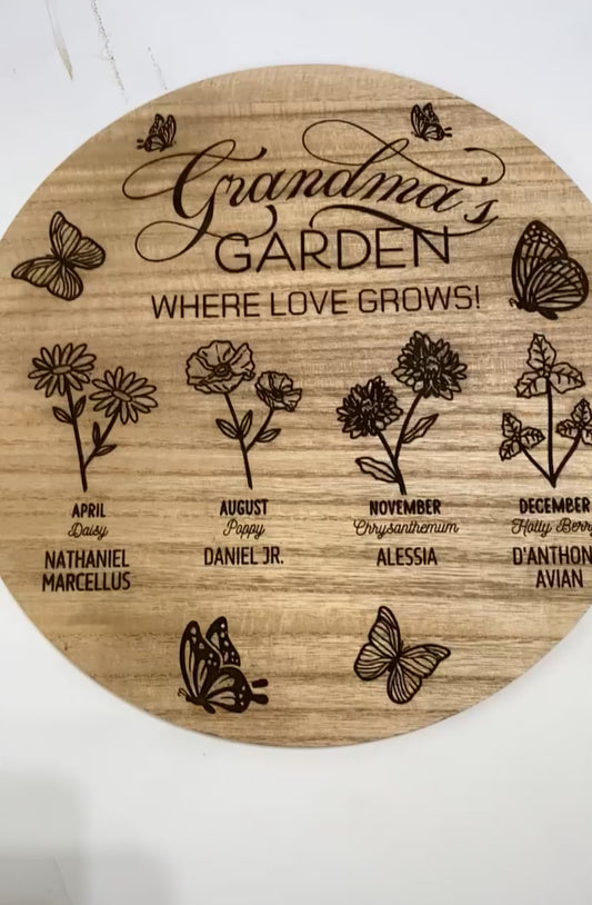 Grandmas garden wood sign