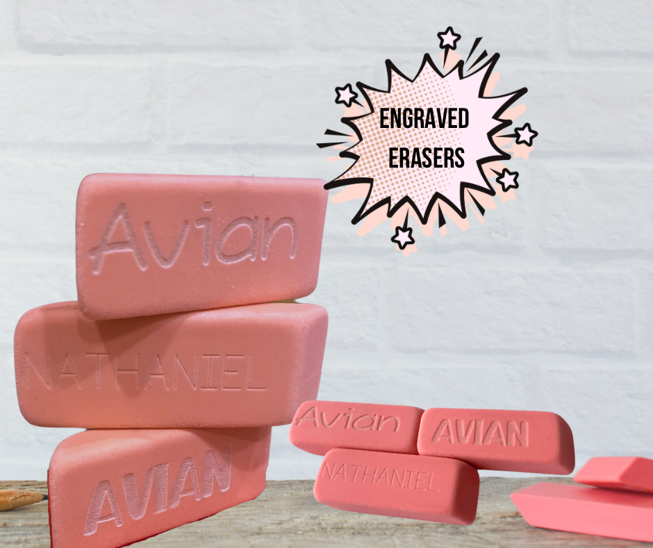 Engraved Erasers 3pk