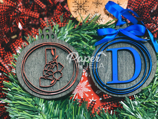 Round initial ornament