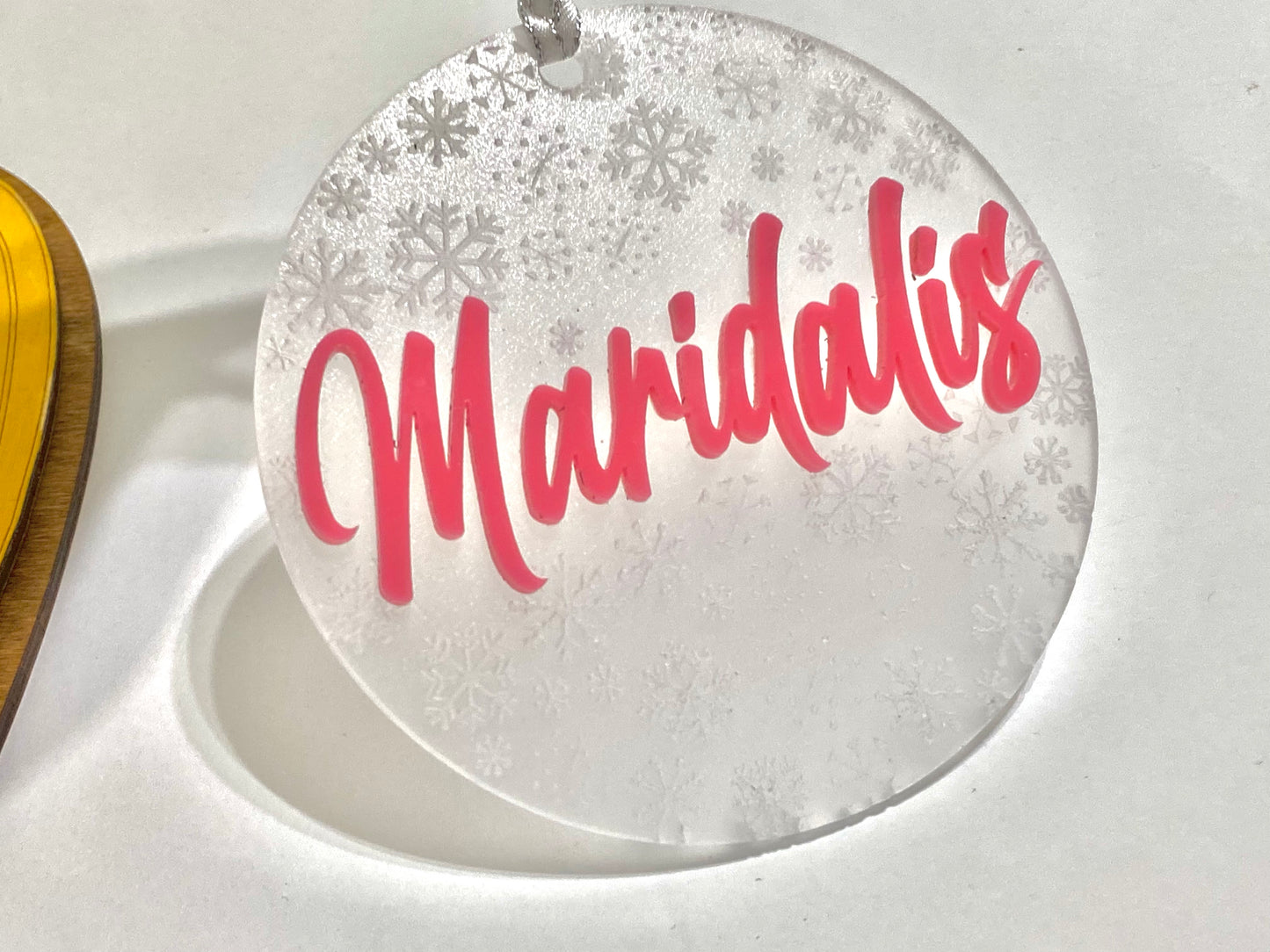 Personalized engraved Acrylic snowflake Pom