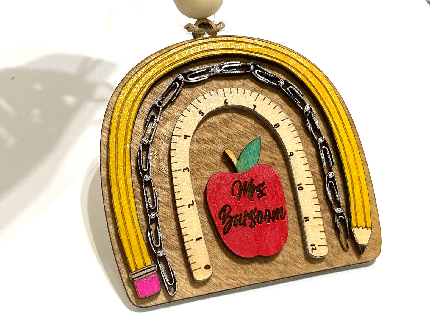 Boho Rainbow Teachers ornament